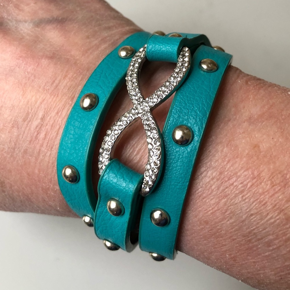 Aqua & silver wrap bracelet - Picture 6 of 6